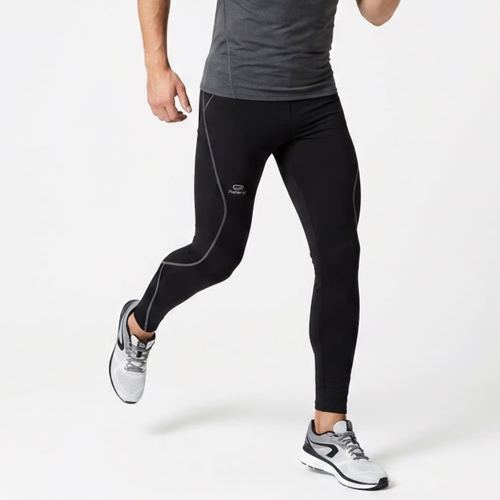 Kalenji Mens Black Running Leggings Athletic Training Tights XS Reflective Logo